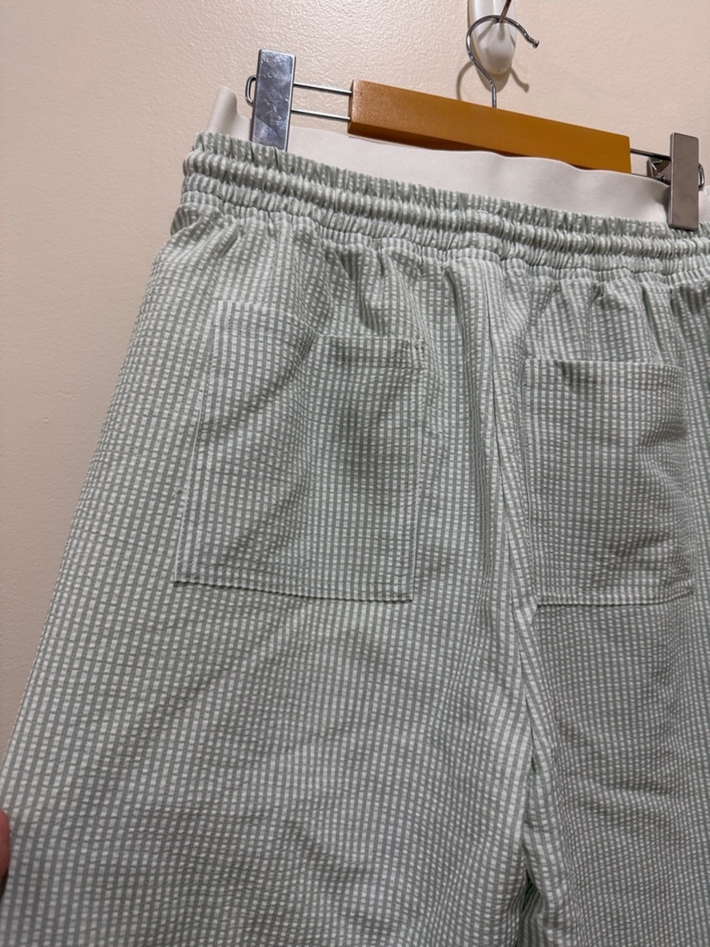 HALARA Mid Rise Double Layer Drawstring Mint Stripe Wide-Leg Ribbed Lounge Pants - Picture 8 of 12